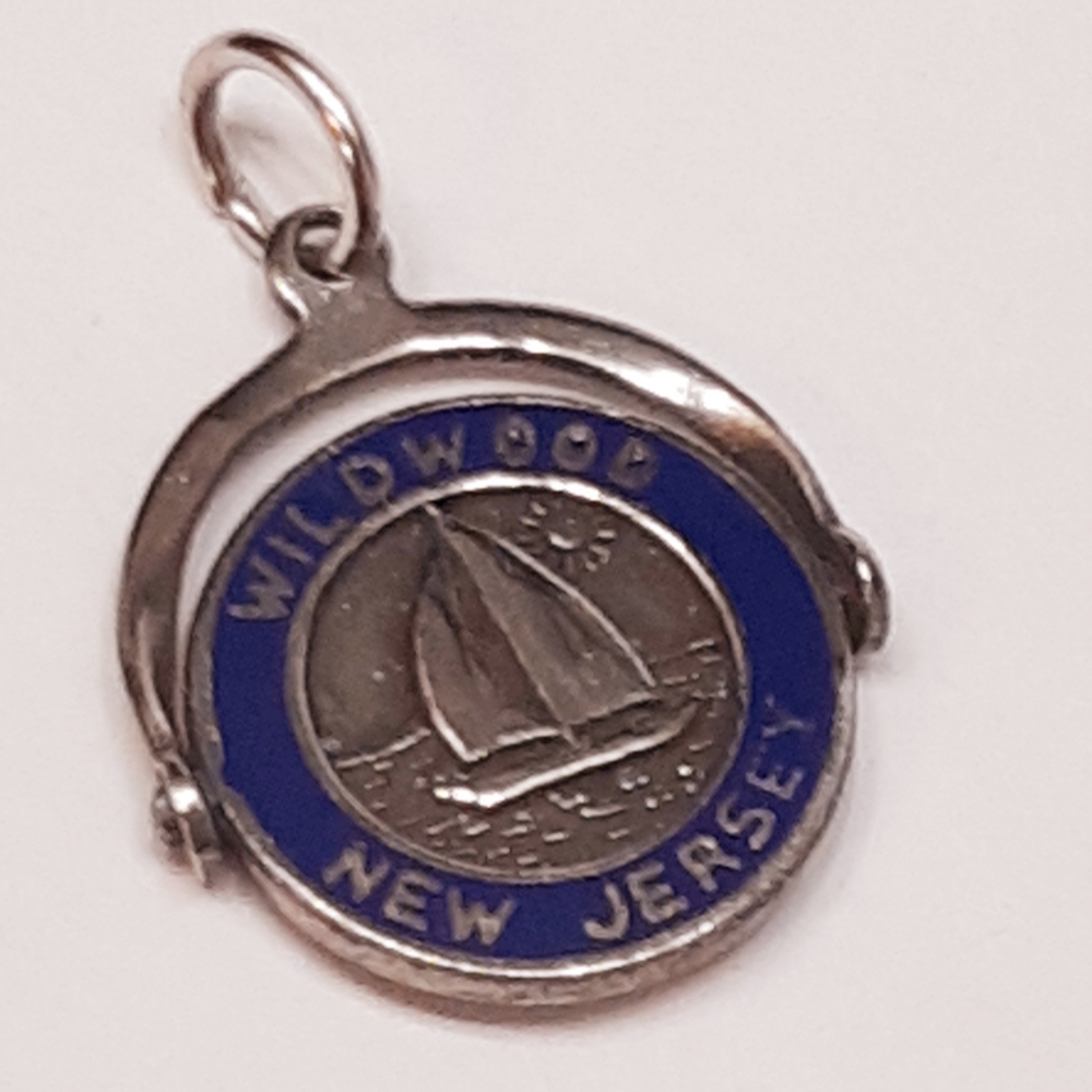 Vintage Marked Sterling Silver Blue Enamel Charm